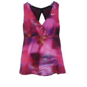 2/25 NIKE Fuschia+ Black Exercise Tank Top Racer Back Built in Bra S XS EUC
